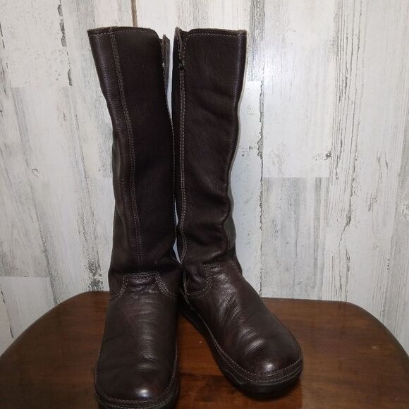 FitFlop Superboot Brown Tall Leather Boot Size 10 - Picture 2 of 15